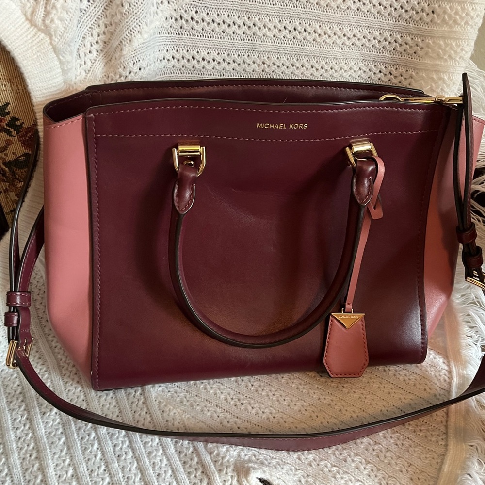 Michael Kors Maroon and Rose Satchel - Picture 8 of 8
